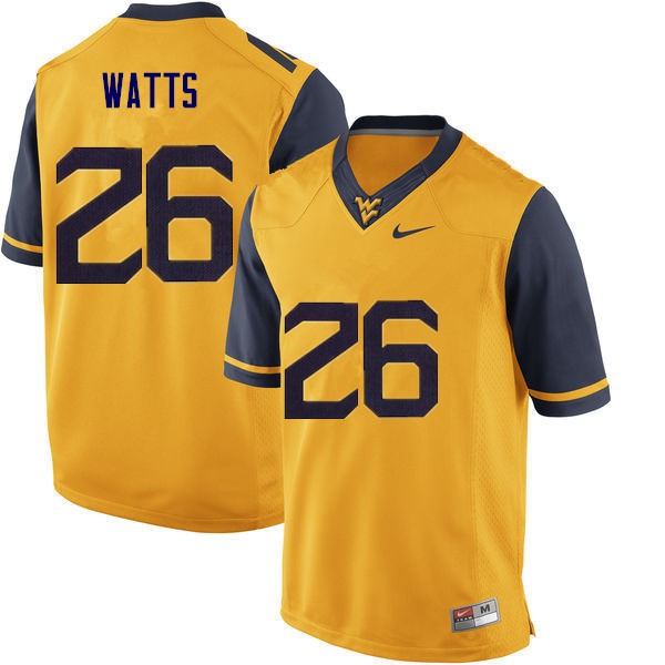 NCAA Men's Connor Watts West Virginia Mountaineers Gold #26 Nike Stitched Football College Authentic Jersey ZL23N82KV